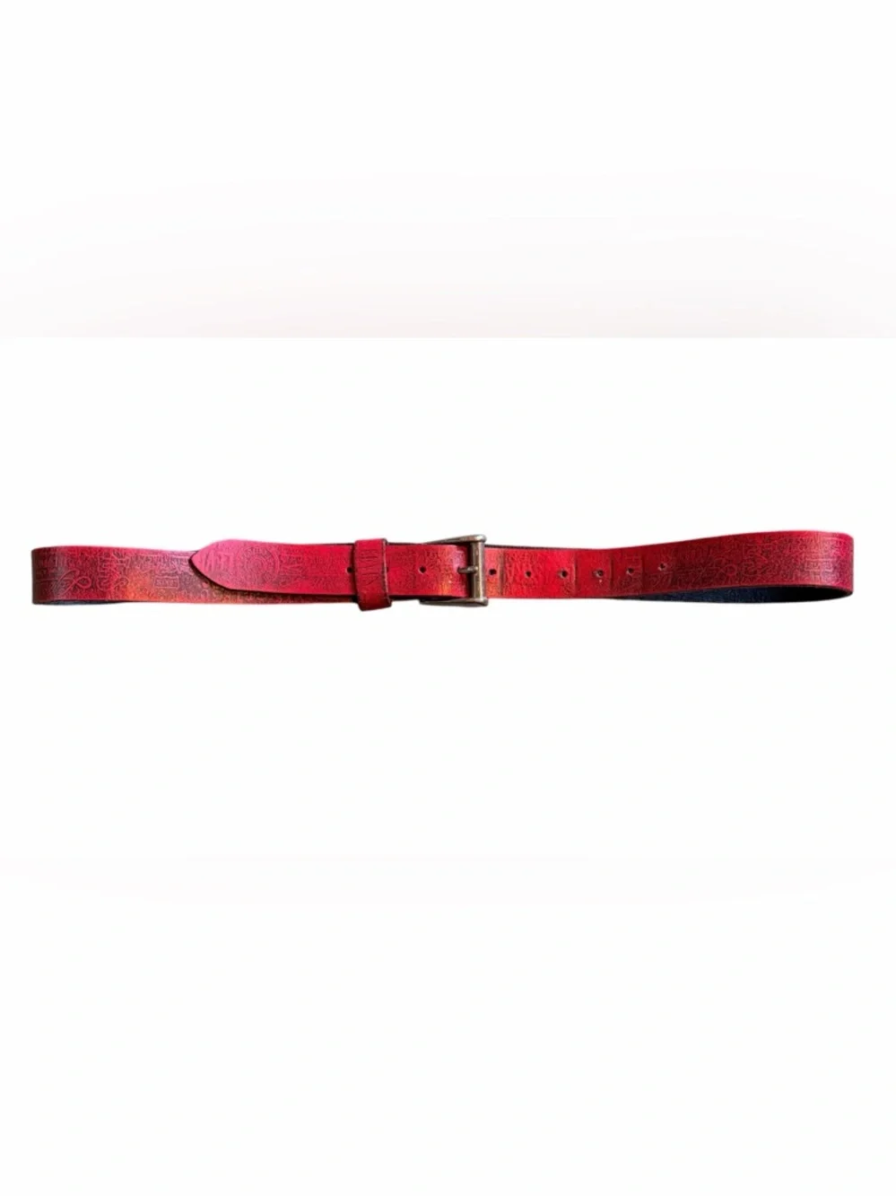 Vintage Levi’s Y2K 3541 Red Split Cowhide Belt Made in USA Size 38